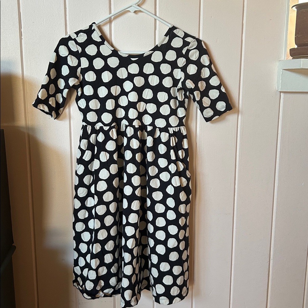 Hanna Andersson Black and Cream Polka Dot Dress